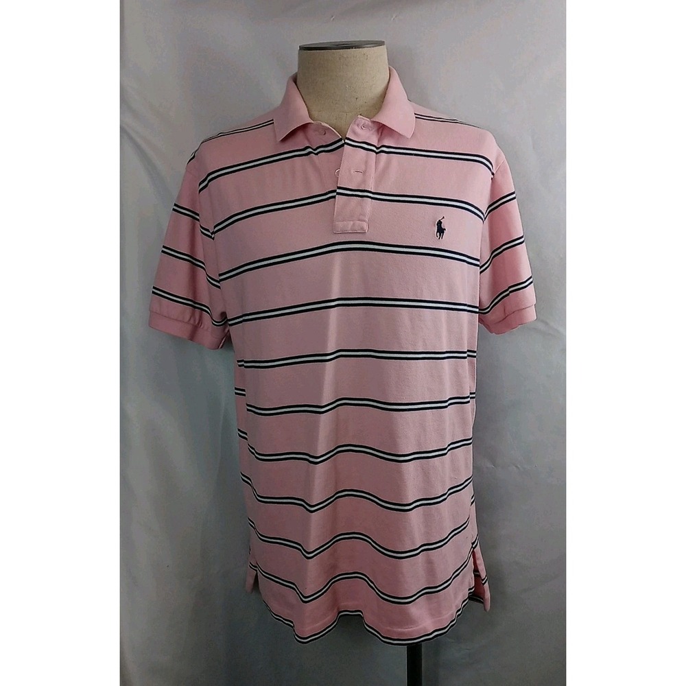 Polo Ralph Lauren Polo Shirt Small Pony Pink Striped Cotton Mens XL 100% Cotton